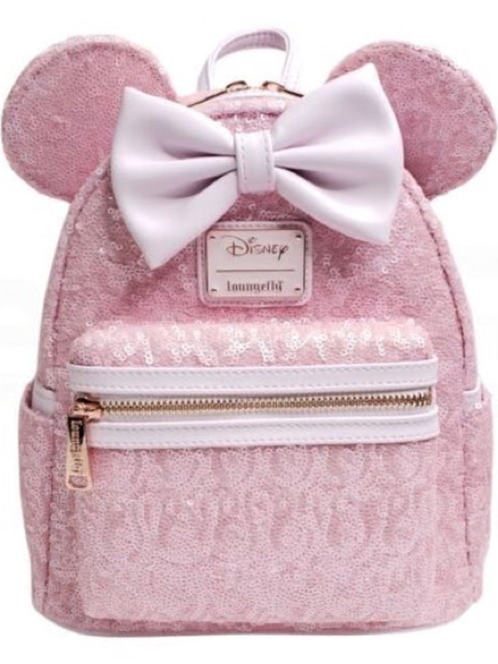 Loungefly Pink Sequin Minnie Ear Mini Backpack with Bow